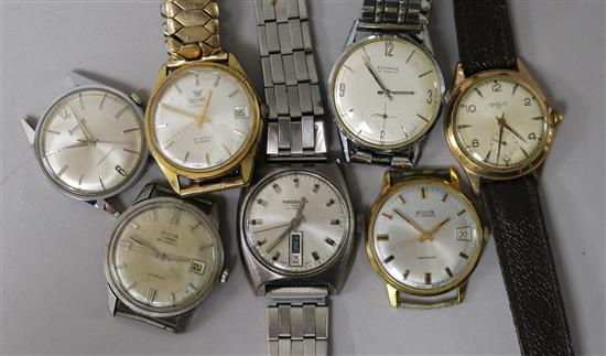 Seven assorted gentlemans wrist watches including Avia and Accurist.